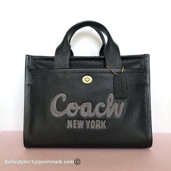 COACH Bubble Leather Cargo Tote Bag with Webbing Strap-MEDIUM Size-Black color⭐ - Picture 6 of 16